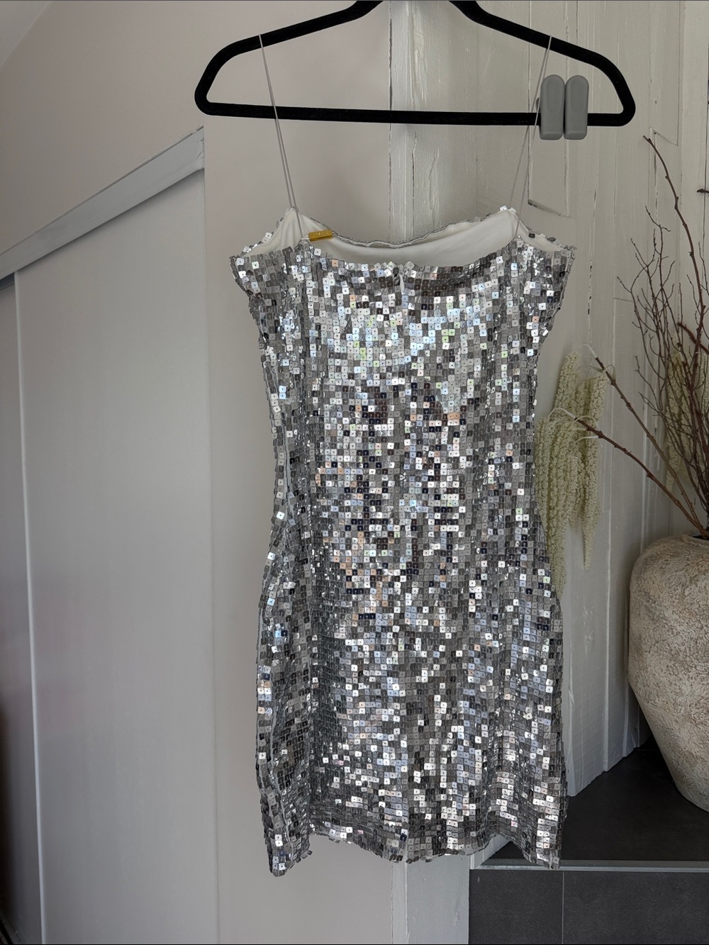 Meshki Silver Sequin Strapless Mini Dress - Picture 3 of 4
